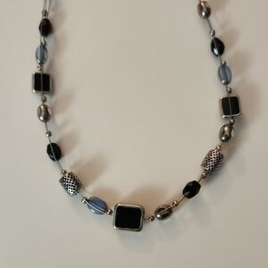 High Strung Elegant Black and Silver Necklace 16-19"